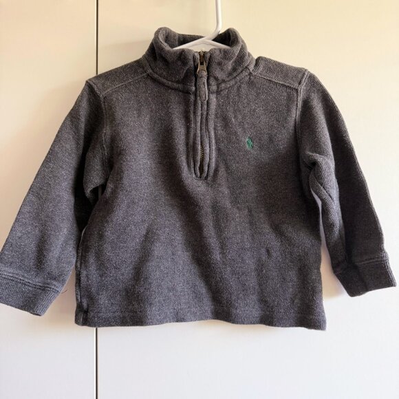 Polo by Ralph Lauren Toddler Boys 2T Zip Grey Pullover Collared Sweater - Picture 1 of 6